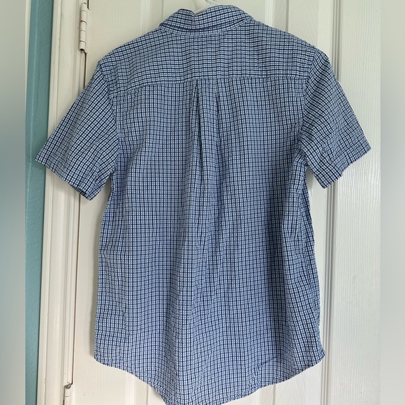 Ralph Lauren Shirt Boys XL Blue Gingham Seersucker Short Sleeve Pony Logo - Picture 3 of 4